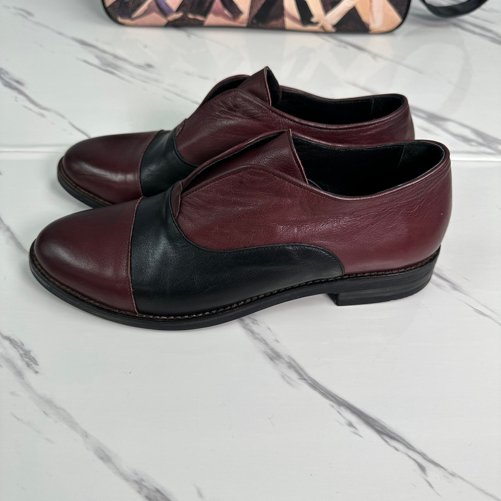 Professional Loafer Bueno Leather Oxblood Slip On Shoes Office Chic 39 US 8.5 - Picture 2 of 8